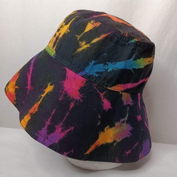 Clea Ray Bucket Hat Reversible Tie Dye Black Pink Blue Purple One Size Rayon - Picture 4 of 16